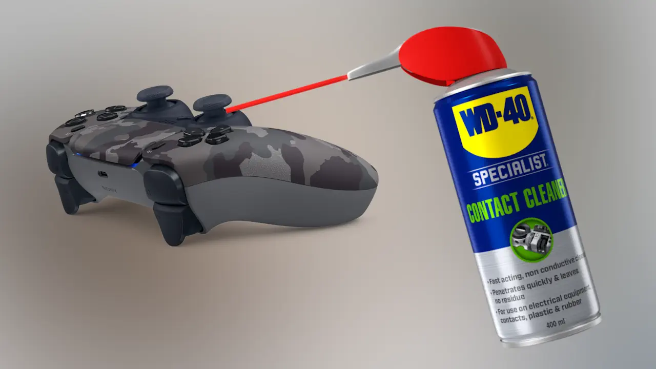 Le WD-40 Specialist Contact Cleaner est particulièrement efficace pour corriger le drift sur les manettes DualShock et DualSense.