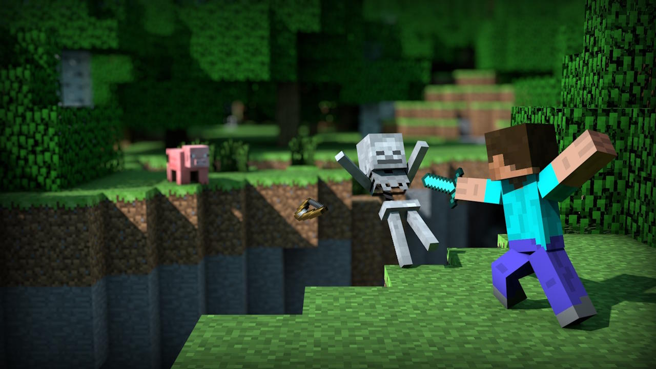 Minecraft : Steve se bat contre un squelette !