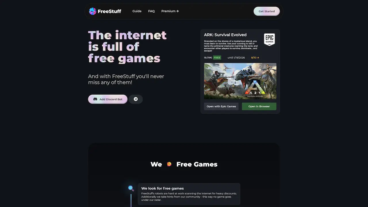Le bot Discord FreeStuff envoie des notifications en temps réel sur les jeux gratuits disponibles en ligne, après vérification des offres. Il simplifie la veille des promotions sur des plateformes comme Steam ou Epic Games grâce à des filtres personnalisables.