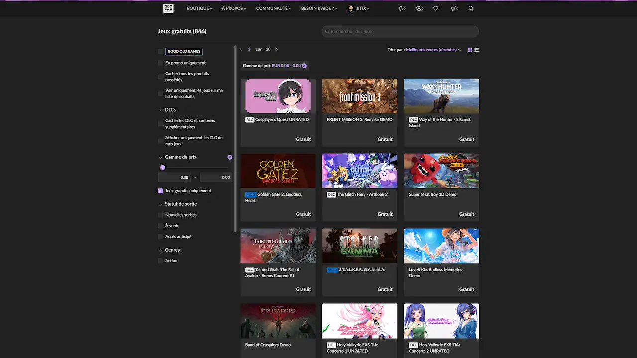 GOG.com propose régulièrement des jeux gratuits, accessibles via une section dédiée ou lors d'offres promotionnelles. Une fois ajoutés à votre bibliothèque, ces jeux sont à vous pour toujours, sans condition.