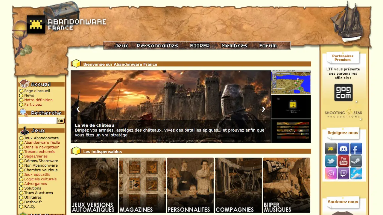 Abandonware France est une référence francophone dédiée aux anciens jeux vidéo PC et logiciels rétro, avec tests, captures d’écran et correctifs pour systèmes modernes. Le site participe activement à la préservation du patrimoine vidéoludique à travers des milliers de titres devenus introuvables.