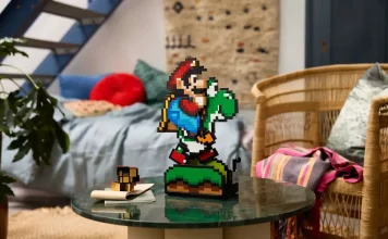 Le set LEGO Super Mario World Mario et Yoshi est idéal pour décorer votre salon.