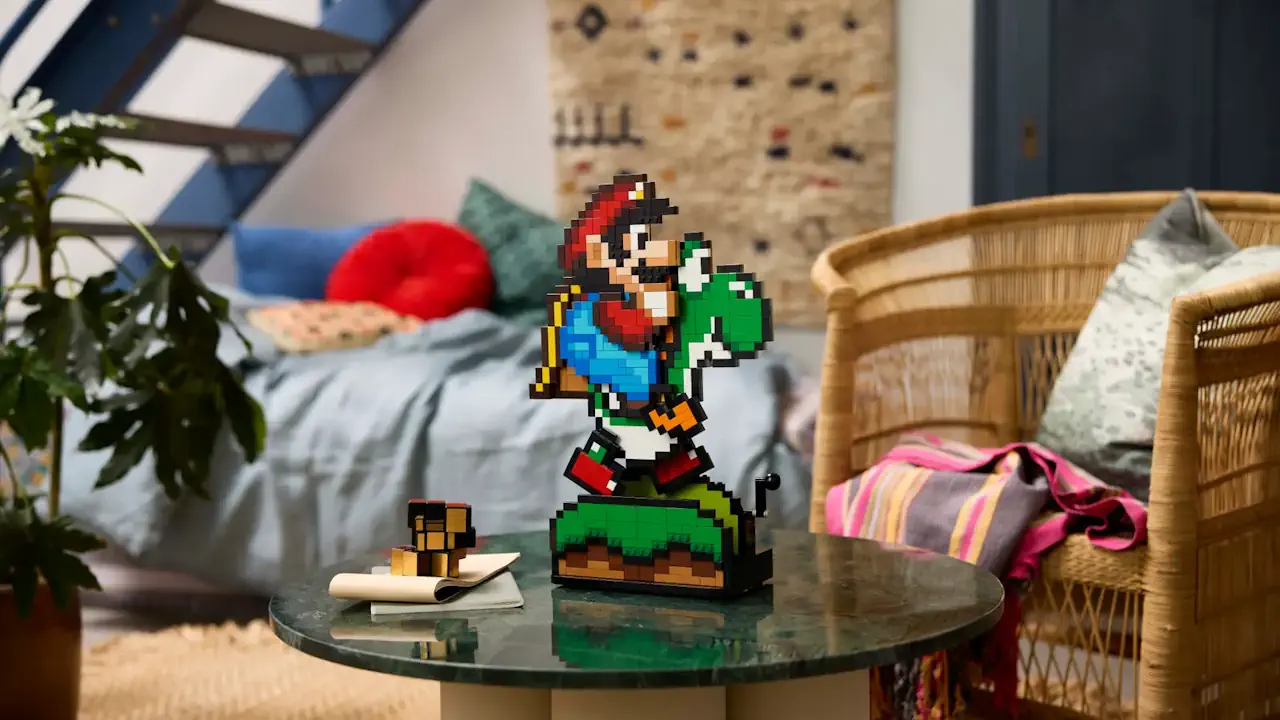 Le set LEGO Super Mario World Mario et Yoshi est idéal pour décorer votre salon.