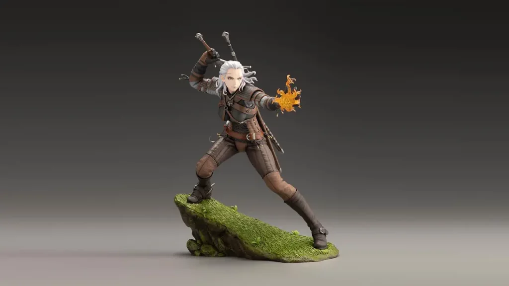 La statuette de Geralt de Rivia en version femme.