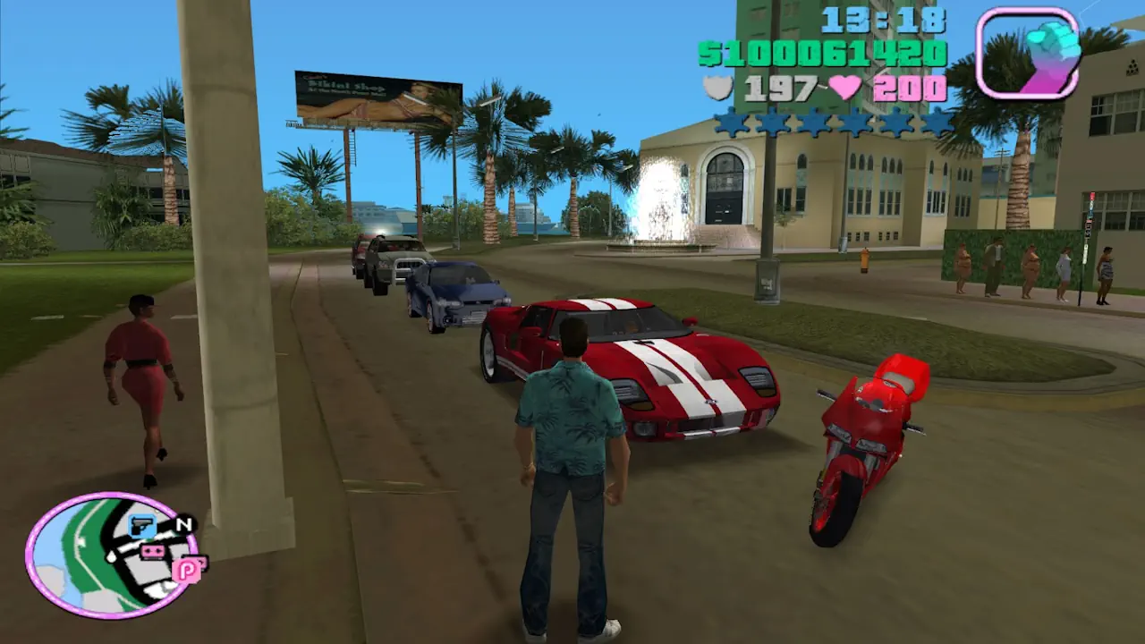 Changement de décors pour Grand Theft Auto Vice City, l'aventure se déroule désormais à Miami.