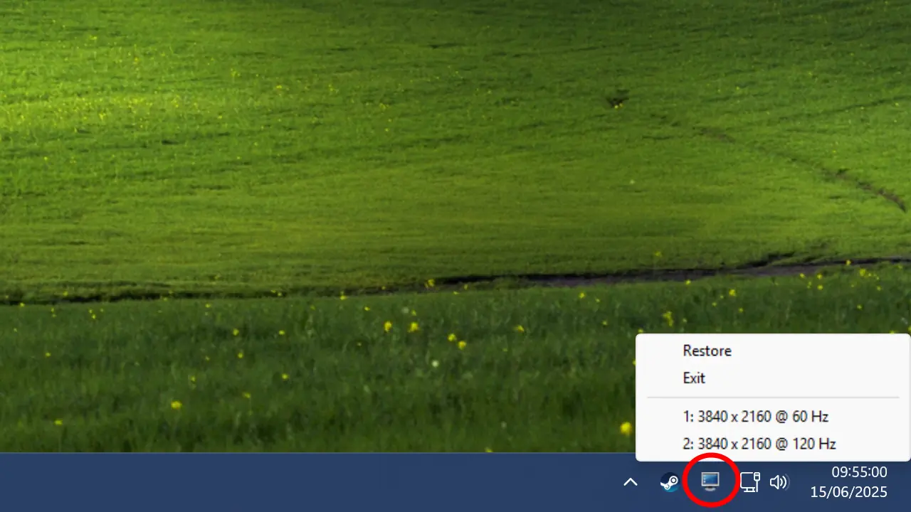 Le logiciel HotKey Resolution Changer se glisse dans le system tray de Windows et donne accès aux différentes configurations d'écran grâce à un clic droit ou un raccourci clavier.