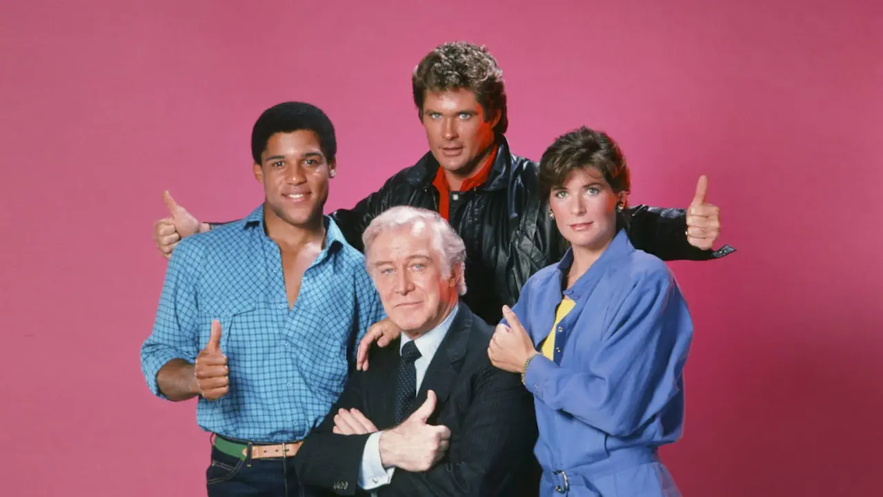 Le casting de K 2000 : David Hasselhoff, Patricia McPherson, Edward Mulhare et Peter Parros.