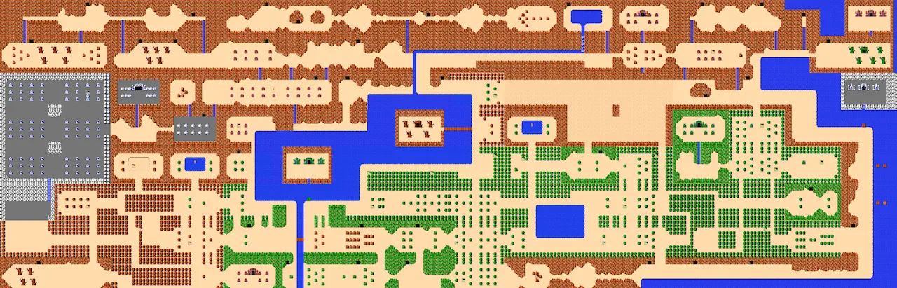 La carte de The Legend of Zelda naît d’une volonté : guider par l’exploration, non par les mots. Pensée comme un espace continu et intuitif, elle devient le socle d’une aventure libre et organique.