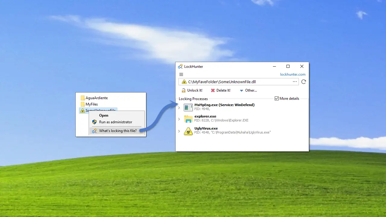 LockHunter est un outil gratuit qui identifie les processus à l’origine du blocage de fichiers sous Windows et propose des solutions sécurisées pour les débloquer ou les supprimer. Il remplace efficacement l’ancien Unlocker, désormais obsolète.