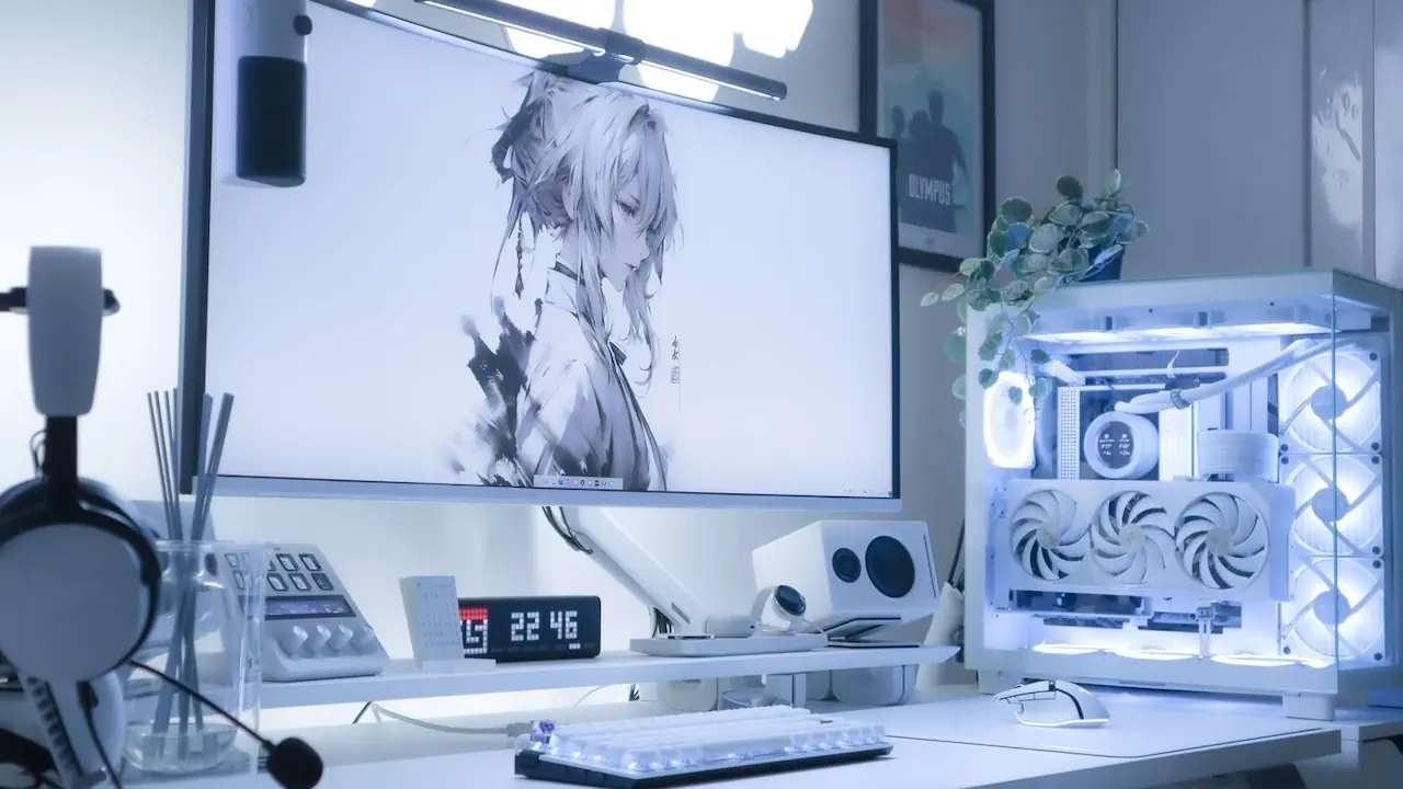 Le blanc transforme les setups gaming en espaces plus lumineux et accueillants, adaptés autant au jeu qu’aux usages du quotidien. En mettant en valeur chaque élément, il favorise une esthétique épurée et une meilleure organisation du bureau.