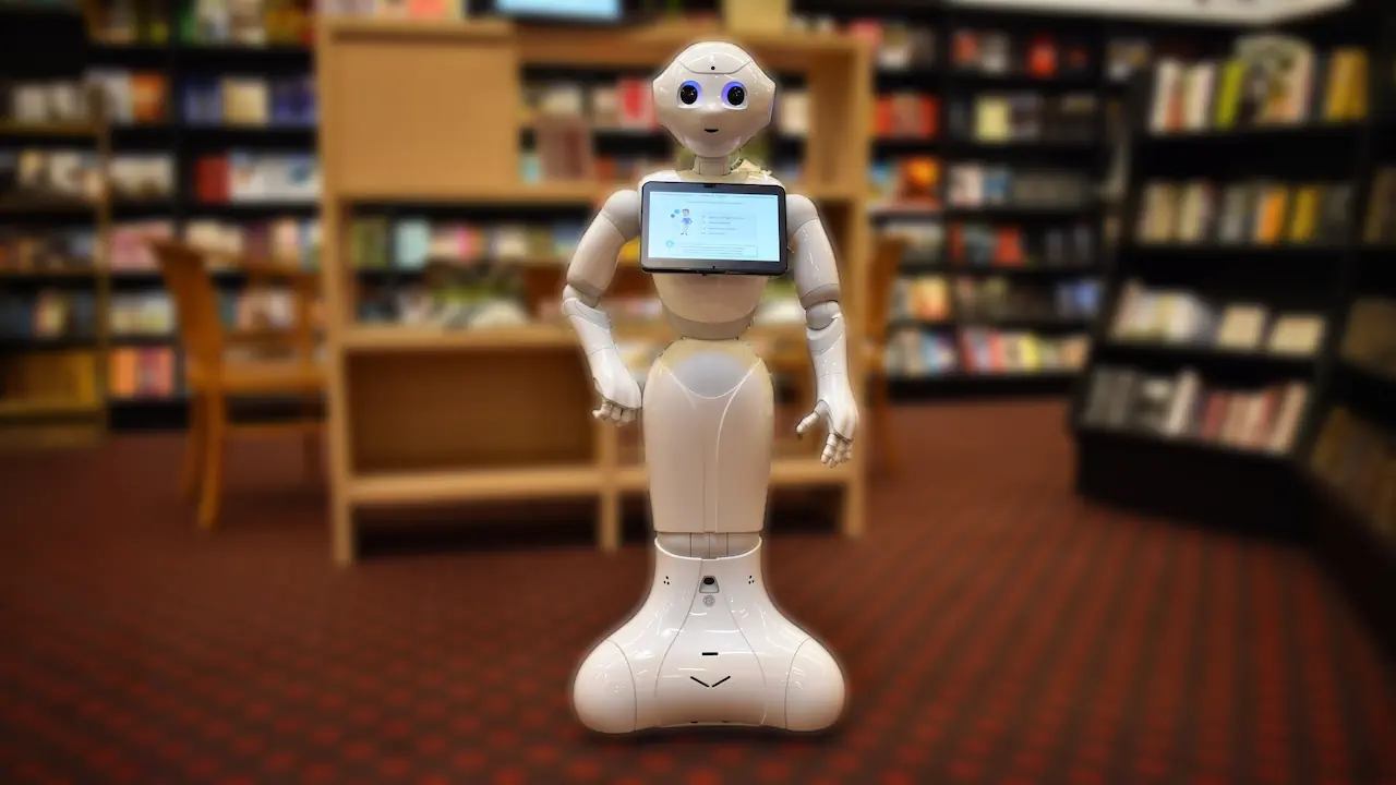 Le robot humanoïde Pepper, développé par SoftBank Robotics, est un robot social conçu pour interagir avec les humains dans des lieux publics. Capable de reconnaître des émotions et de dialoguer, il facilite l’accueil et les services interactifs.