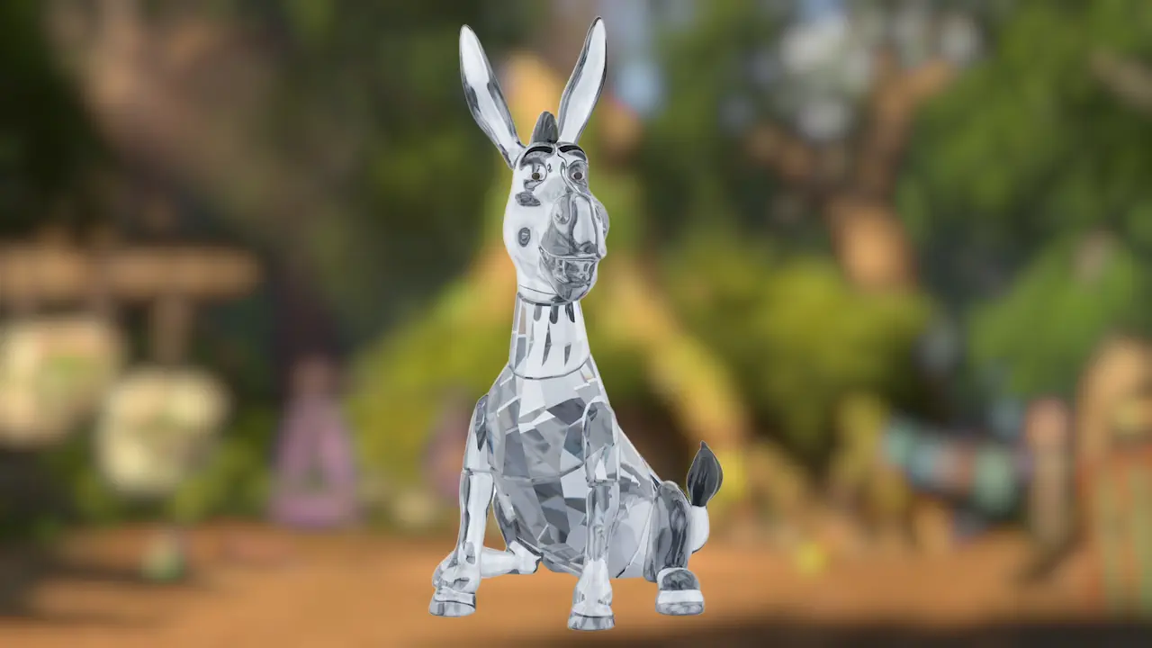 L’Âne de Shrek se décline en figurine de cristal Swarovski, mêlant expressivité et brillance. Son énergie iconique devient un objet décoratif à la fois ludique et raffiné.