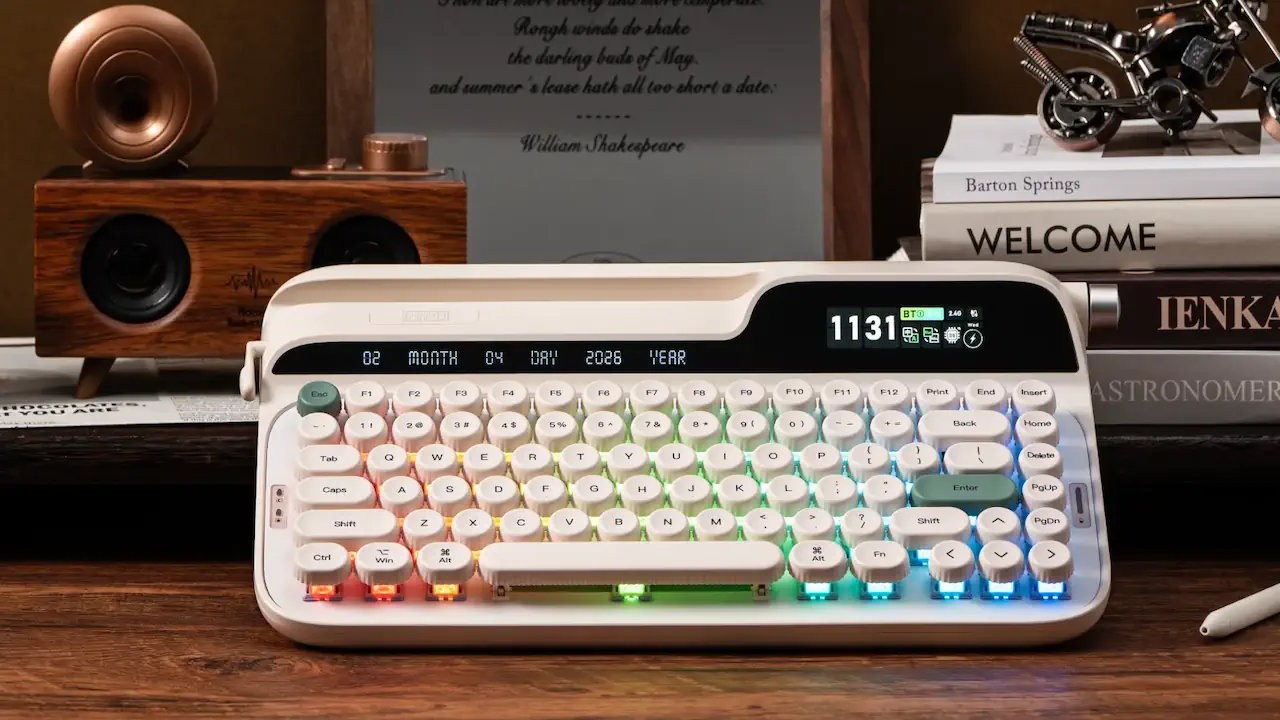 Le clavier sans fil Epomaker Glyph propose un éclairage RGB personnalisable par touche avec diffusion homogène. Il permet de créer une ambiance visuelle immersive adaptée au travail comme au gaming.