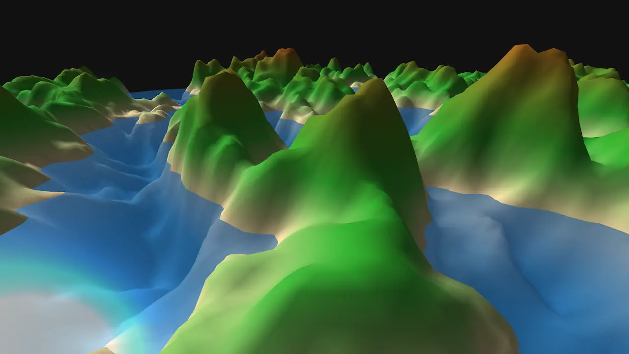 3D Terrain Generator crée rapidement des reliefs procéduraux personnalisables avec eau, éclairage et couleurs de terrain. Le résultat est prévisualisé en 3D et exportable en image, heightmap ou aux formats OBJ, STL et GLB.
