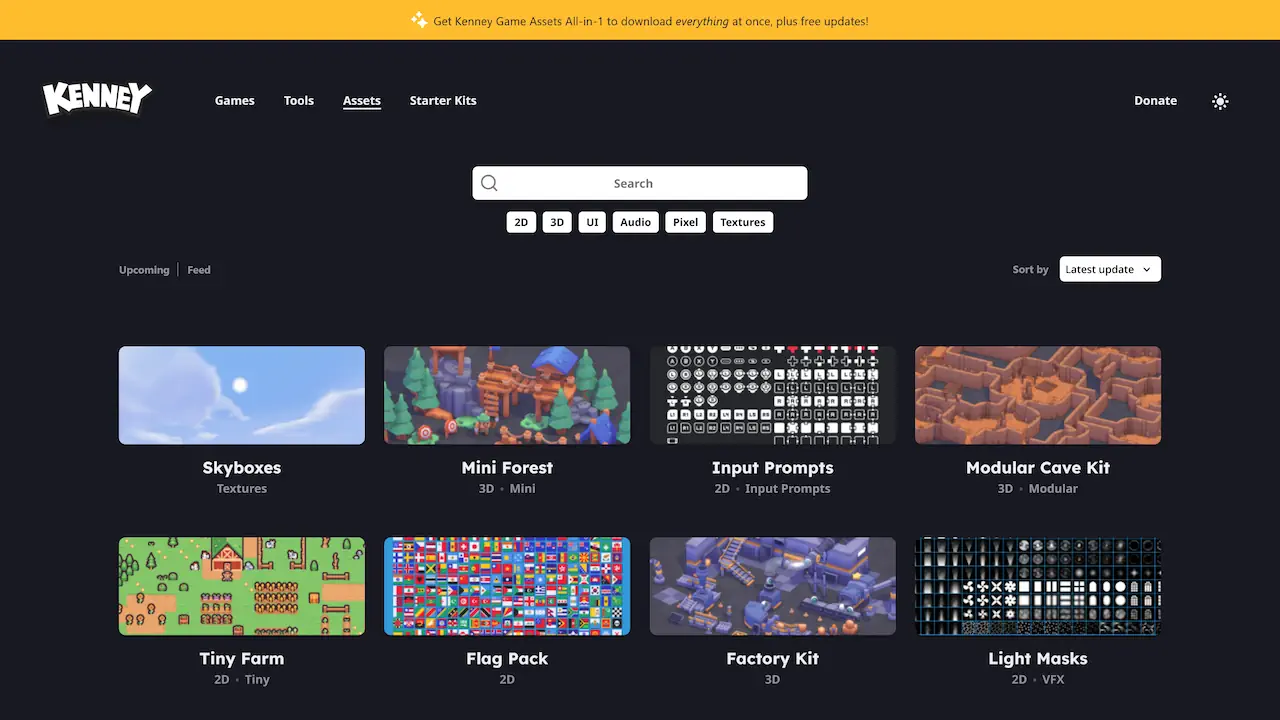 Kenney propose des packs 3D cohérents, principalement en style low poly, pour créer rapidement des environnements de jeux vidéo. Les assets gratuits sont disponibles sans compte sous licence CC0, mais le catalogue reste limité pour les projets photoréalistes.