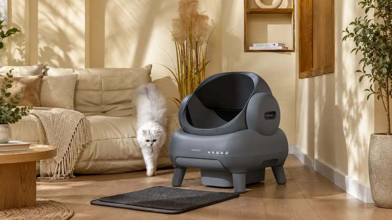 Litière automatique Neakasa M1 Plus avec conception ouverte et grande capacité.